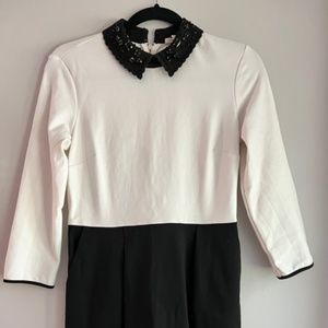 EUC: Maison Jules 3/4 Sleeve Colorblock Dress with Embellished Collar